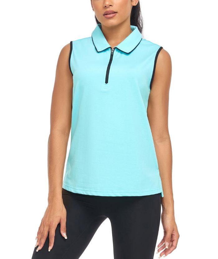 ZITY Women's Sleeveless Quarter Zip Golf Polo Shirt-CUWPO01362