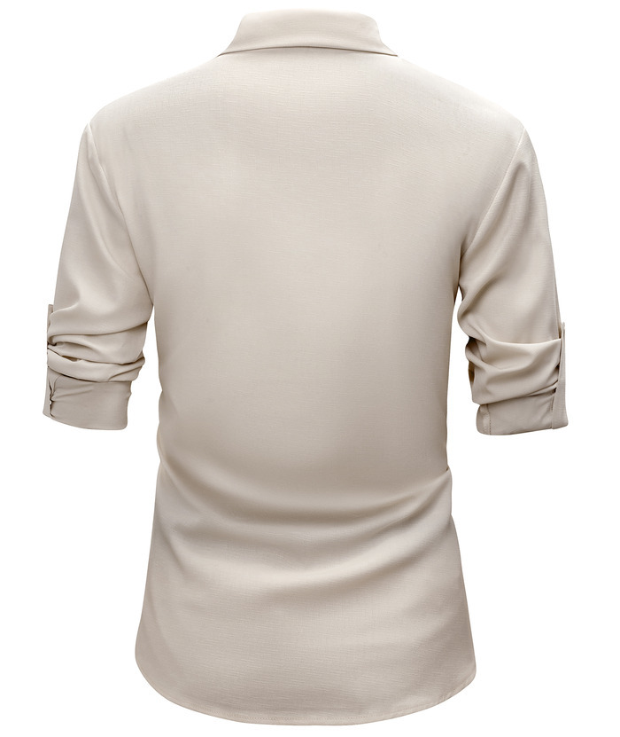ZITY Men's Long Sleeve Button Up Polo Shirt-CUMLS01287