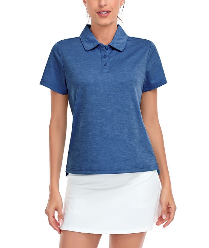 ZITY Women's Solid Color Sports Slim Fit Polo Shirt-CUWPO01554