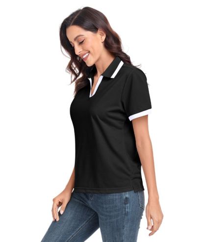 ZITY Women's V Neck Dri Fit Casual Slim Fit Polo Shirt-CUWPO01592