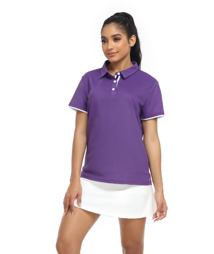 ZITY Women's Slim Fit Button Up Golf Polo Shirt-CFWNL00005
