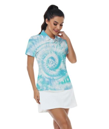 ZITY Women's Tie Dye Print Golf Polo Shirt-CUWPO02029