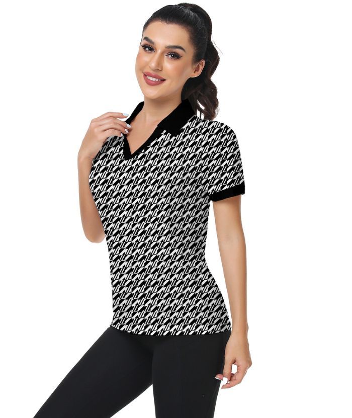 ZITY Women's Slim Fit V Neck Golf Polo Shirt-CUWPO02032