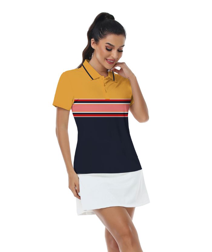 ZITY Women's Color Block Golf Polo Shirt-CUWPO02034