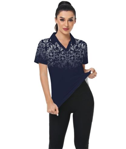 ZITY Women's Totem Pattern Slim Fit Golf Polo SHirtCUWPO02024