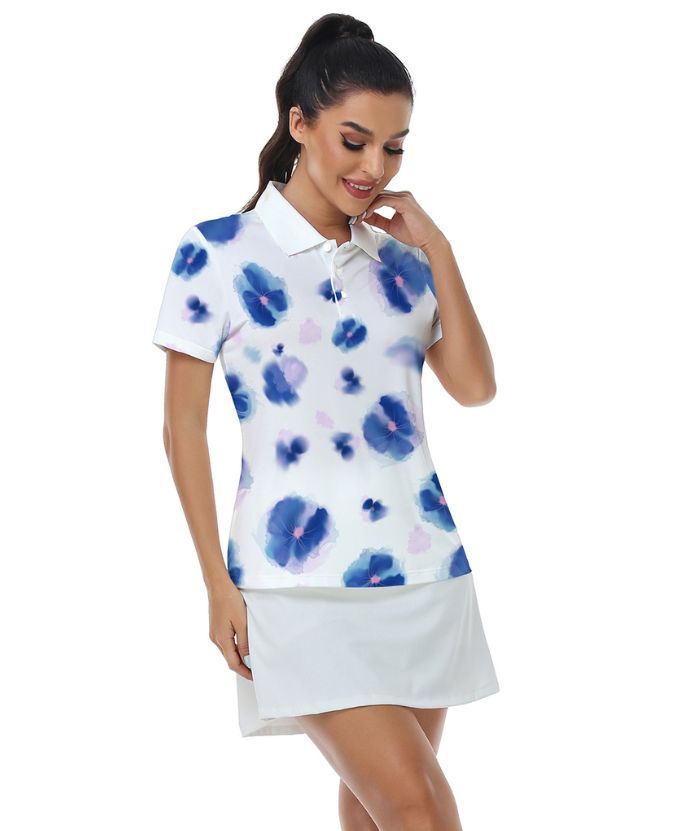 ZITY Women's Slim Fit White Golf Polo Shirt-CUWPO02142