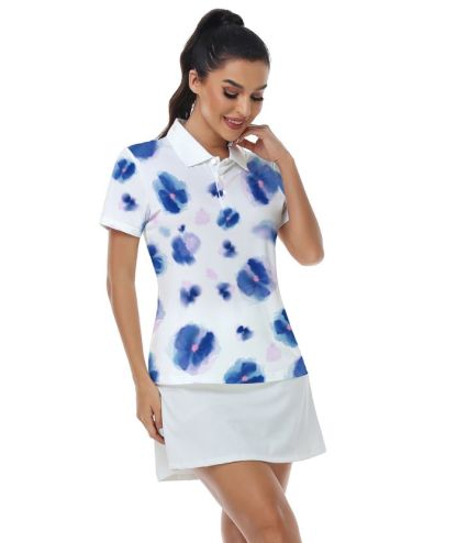 ZITY Women's Slim Fit White Golf Polo Shirt-CUWPO02142