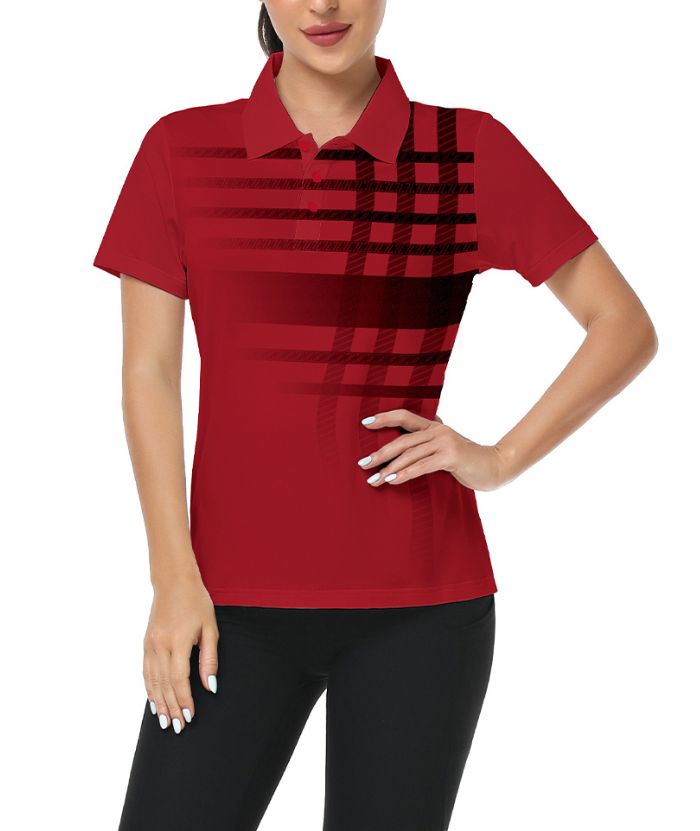 ZITY Women's Dri Fit Red Golf Polo Shirt-CUWPO02145