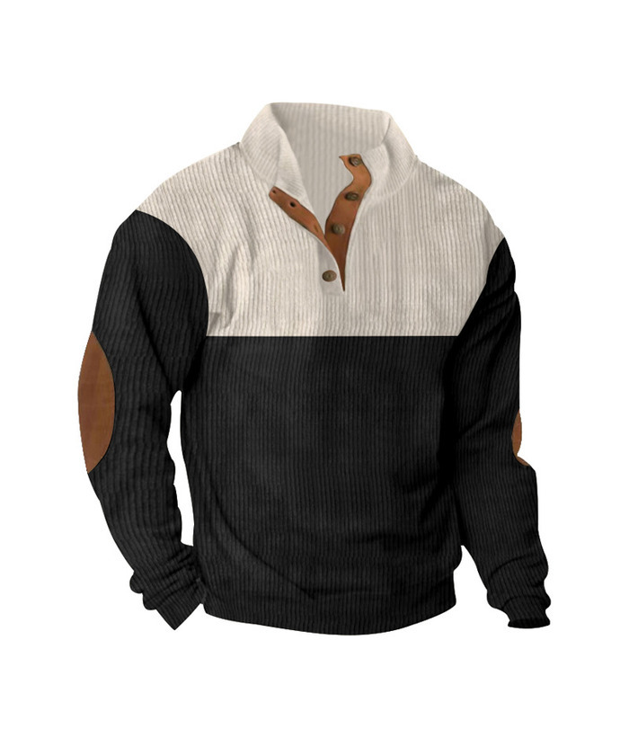 ZITY Men's Corduroy Casual Sports Stand Collar Button Fall Sweatshirt-DUMHD04635 | Zitysports