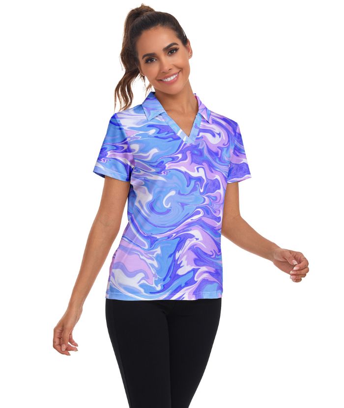 ZITY Women's Dri Fit V Neck Golf Polo Shirt-CUWPO02294
