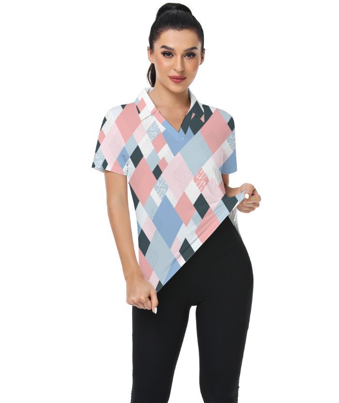 ZITY Women's Slim Fit Button Up Sports Polo Shirt-CUWPO01329