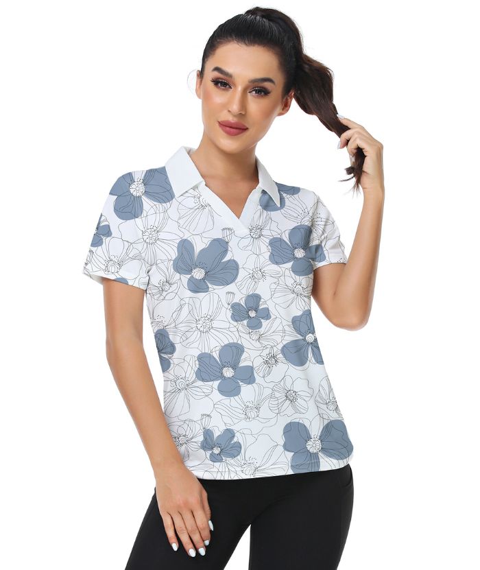 ZITY Women's Slim Fit White Golf Polo Shirt-CUWPO01006