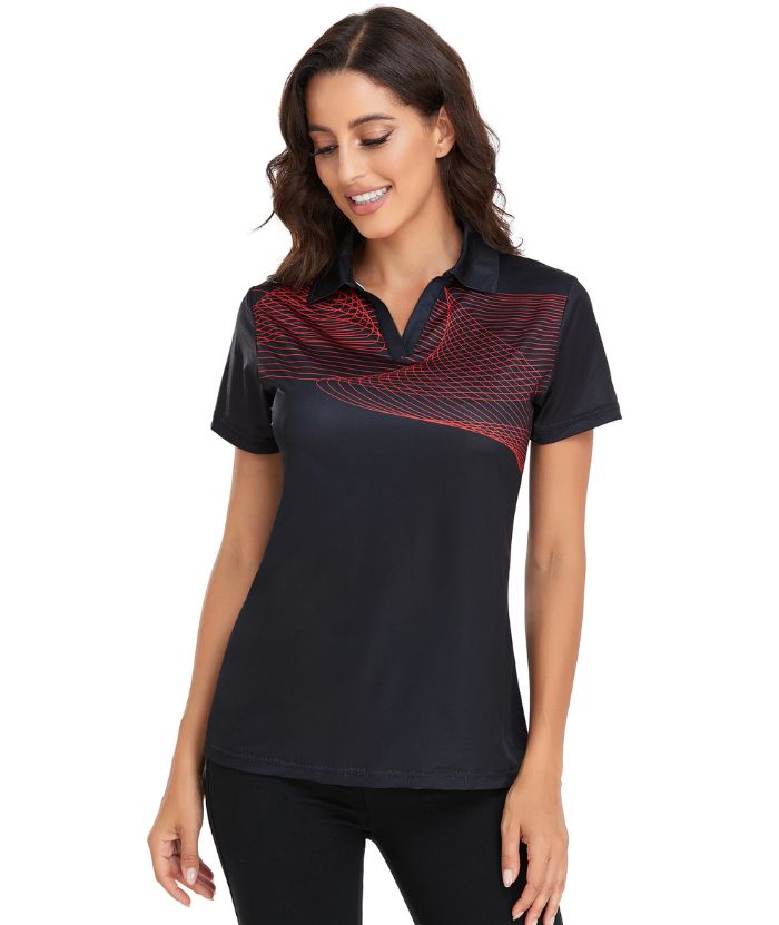 ZITY Women's V Neck Slim Fit Golf Tennis Polo Shirt-CFWZZ00005