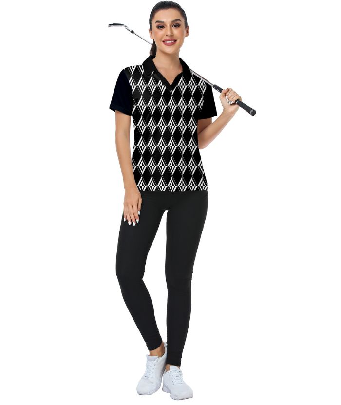 ZITY Women's Slim Fit Black Golf Polo Shirt-CUWPO01021