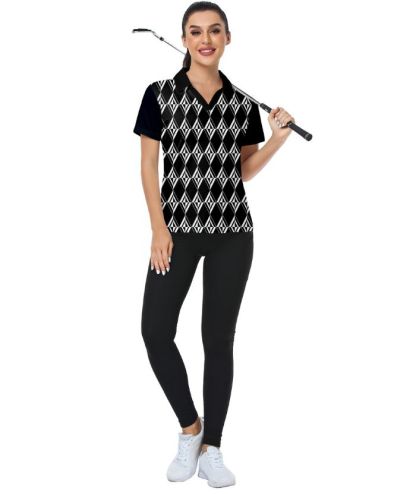 ZITY Women's Slim Fit Black Golf Polo Shirt-CUWPO01021