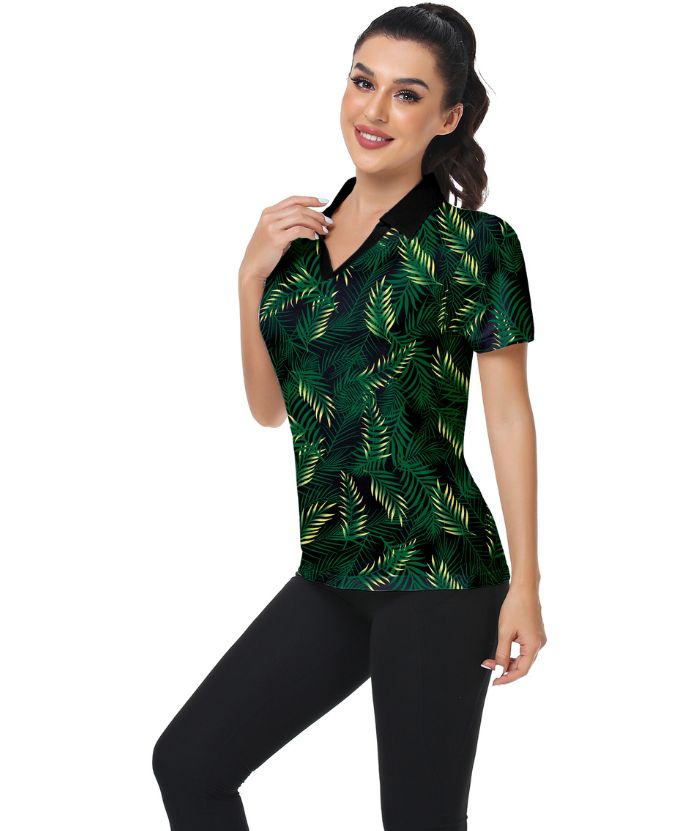 ZITY Women's Slim Fit Green Golf Polo Shirt-CUWPO01028