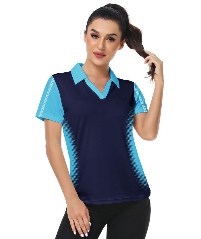 ZITY Women's Slim Fit Dark Blue Golf Polo Shirt-CUWPO01223