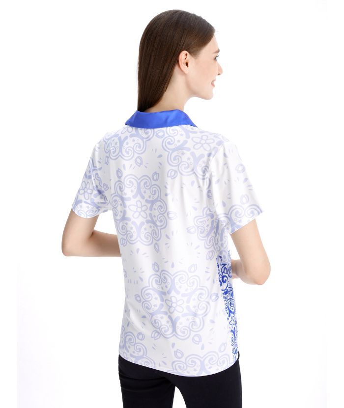 ZITY Women's Slim Fit Flower Print Golf Polo Shirt-CFWZZ00032