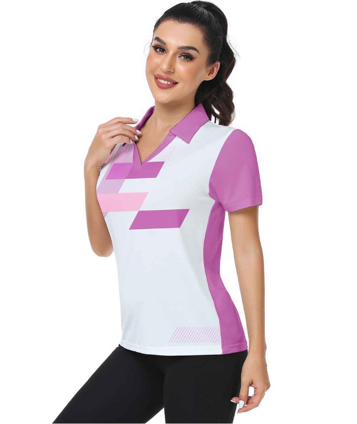 ZITY Women's Slim Fit V Neck Golf Polo Shirt-CFWZZ00034
