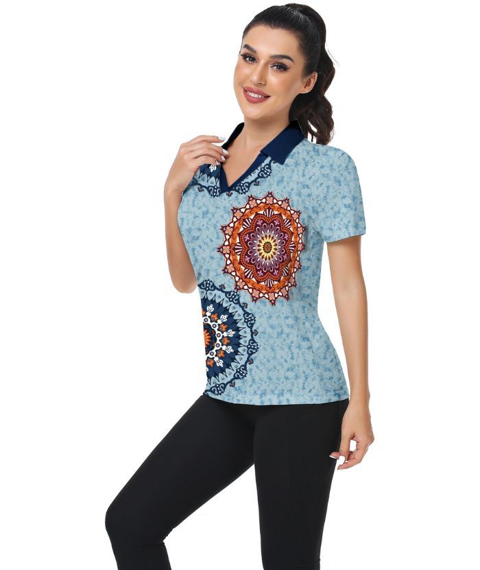 ZITY Women's Slim Fit Printed Golf Polo Shirt-CFWZZ00037
