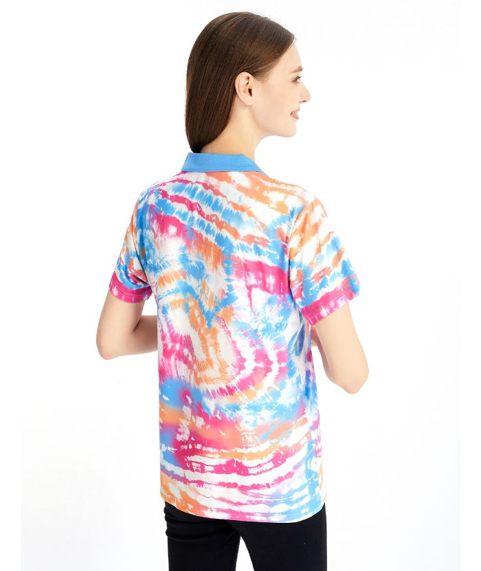 ZITY Women's Slim Fit Tie Dye Print Golf Polo Shirt-CFWZZ00041