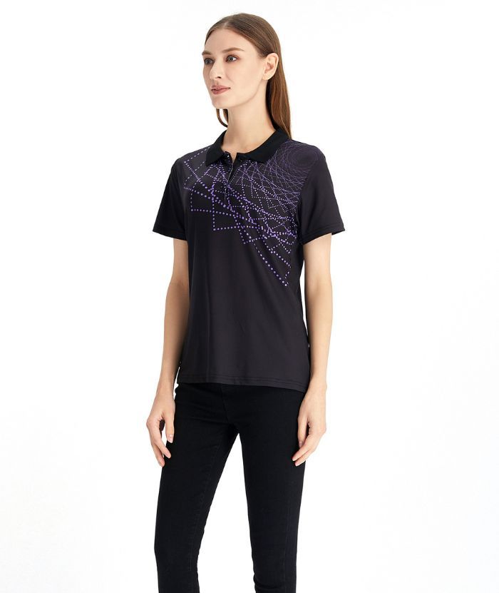 ZITY Women's Slim Fit Black Golf Polo Shirt-CFWZZ00044