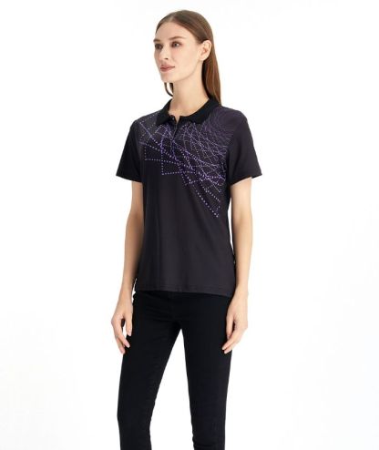 ZITY Women's Slim Fit Black Golf Polo Shirt-CFWZZ00044