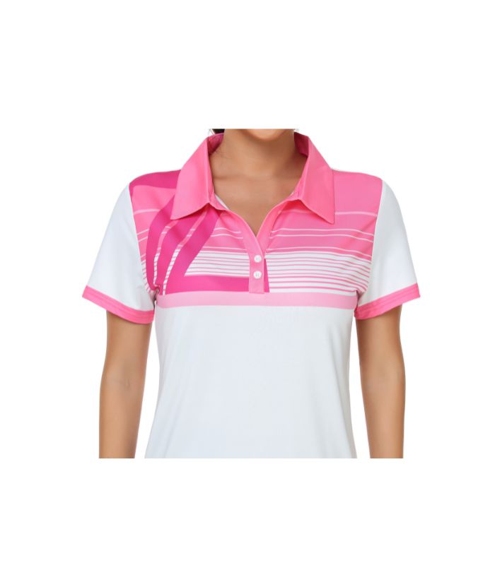 ZITY Women's Striped V Neck Golf Polo Shirt-CUWPO01342