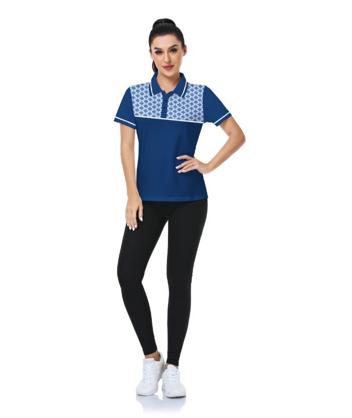 ZITY Women's Navy Blue Slim Fit Golf Polo Shirt-CUWPO01352