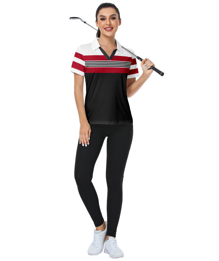 ZITY Women's Dri Fit Casual V Neck Golf Polo Shirt-CFWTX00037