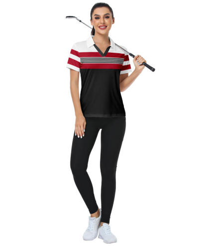 ZITY Women's Dri Fit Casual V Neck Golf Polo Shirt-CFWTX00037