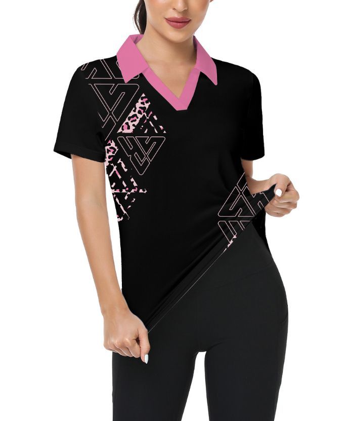 ZITY Women's Black Slim Fit Golf Polo Shirt-CUWPO01336
