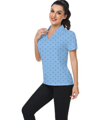 ZITY Women's Slim Fit V Neck Golf Polo Shirt-CUWPO01337