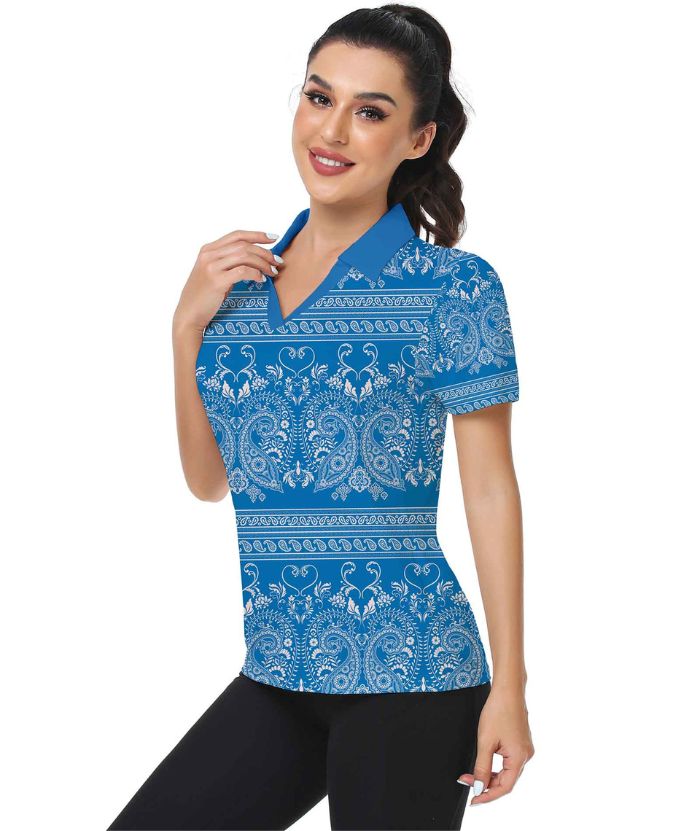 ZITY Women's V Neck Slim Fit Golf Polo Shirt-CUWPO01939