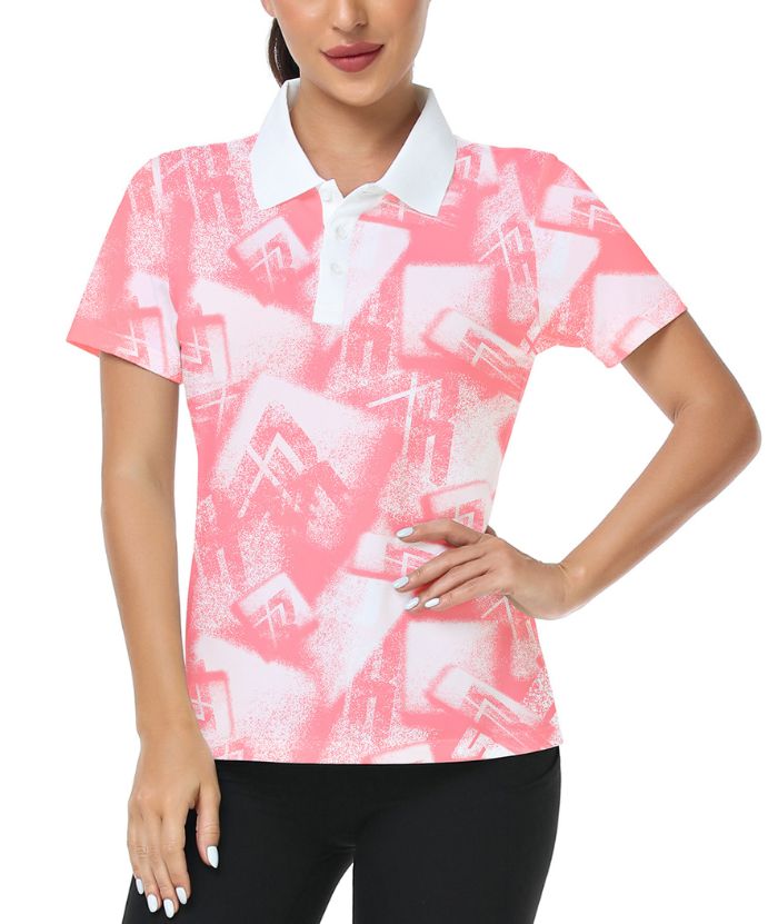 ZITY Women's Geometric Pattern Dri Fit Golf Polo Shirt-CUWPO01563