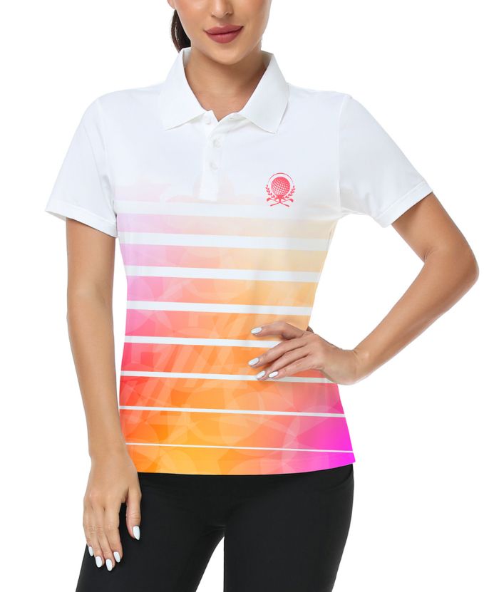 ZITY Women's Dri Fit Striped Casual Golf Polo Shirt-CUWPO01564
