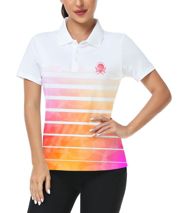 ZITY Women's Dri Fit Striped Casual Golf Polo Shirt-CUWPO01564
