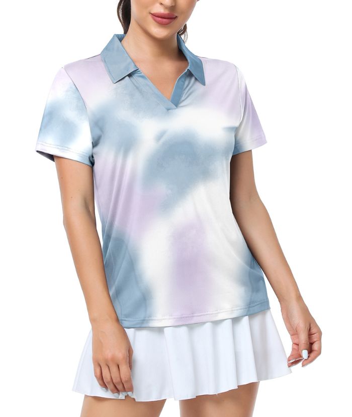ZITY Women's Dri Fit V Neck Golf Polo Shirt-CUWPO01993
