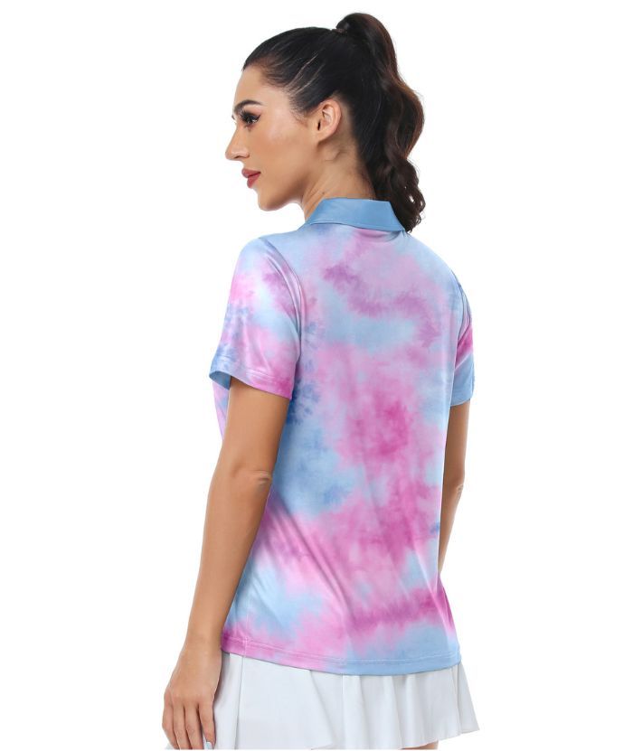 ZITY Women's Tie Dye print Dri fit Golf Polo Shirt-CUWPO01994