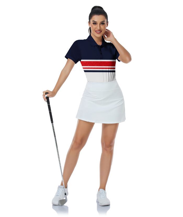 ZITY Women's Dri Fit Striped Golf Polo Shirt-CUWPO01573