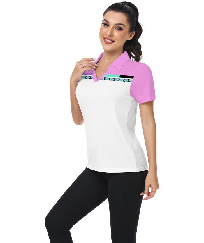 ZITY Women's Dri Fit V Neck Casual Golf Polo Shirt-CUWPO01577