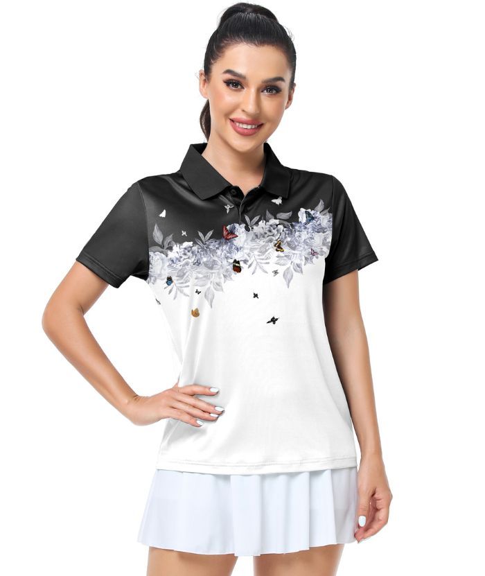 ZITY Women's Dri Fit Button Up Golf Polo Shirt-CUWPO02014