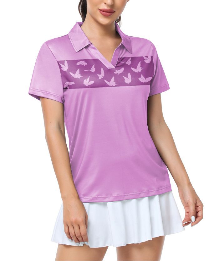 ZITY Women's Dri Fit Rose Purple Golf Polo Shirt-CUWPO02018