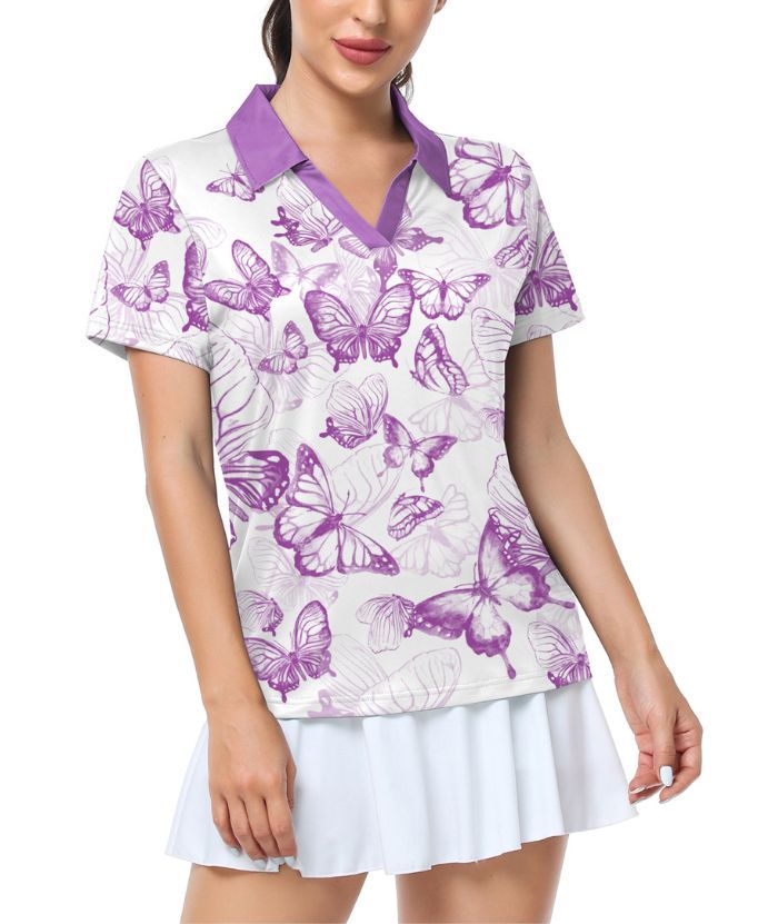 ZITY Women's V Neck Dri Fit Golf Polo Shirt-CUWPO02019