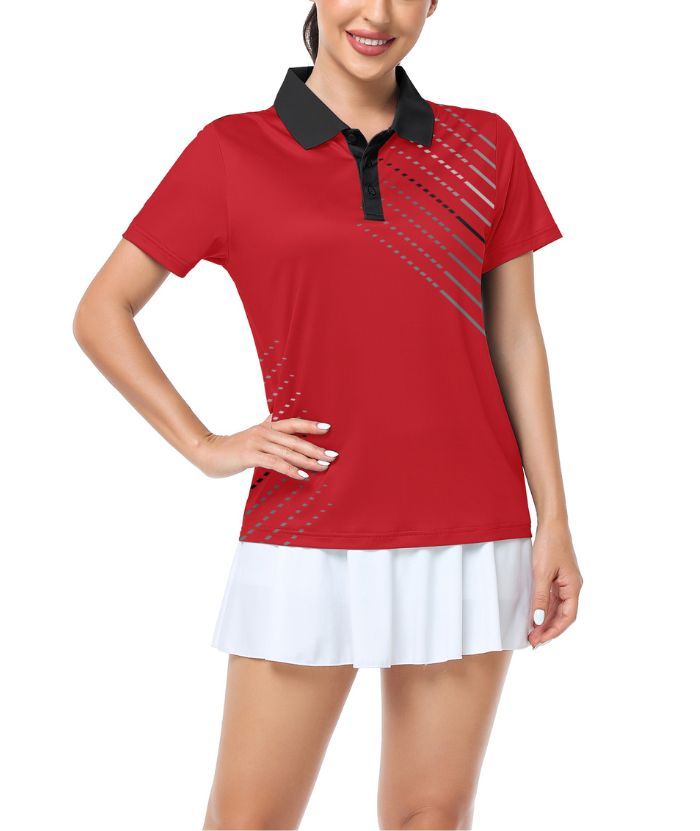 ZITY Women's Dashed Lines Dri Fit Golf Polo Shirt-CUWPO02415
