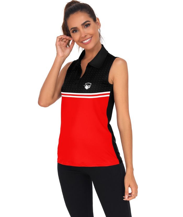 ZITY Women's Slim Fit V Neck Sleeveless Golf Polo Shirt-CUWBP02220