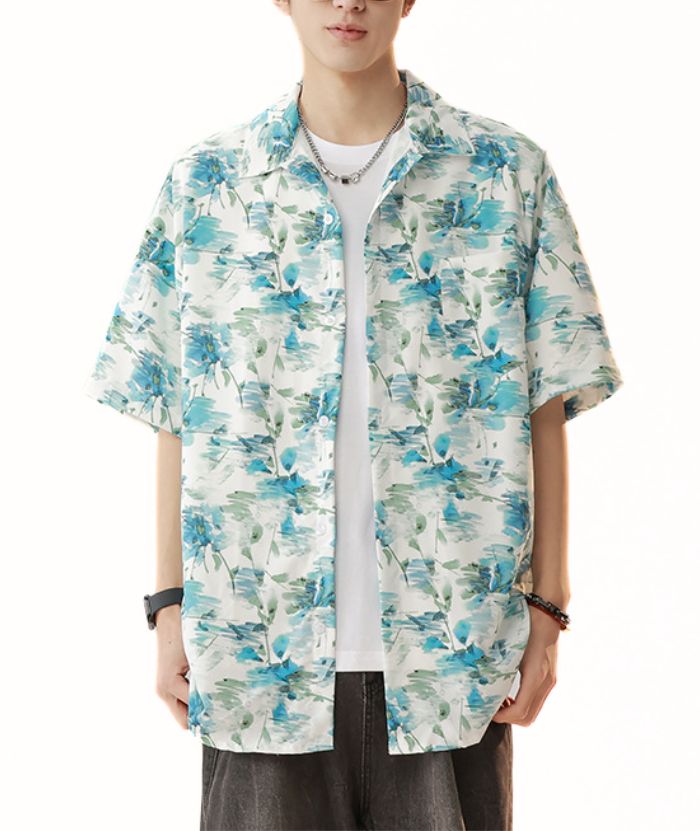 ZITY Men's Summer Casual Short Sleeve Printed Hawaiian Shirts