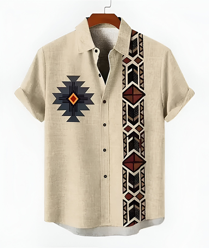 ZITY Men's Casual Summer Hawaiian Tribal Patterns Shirt