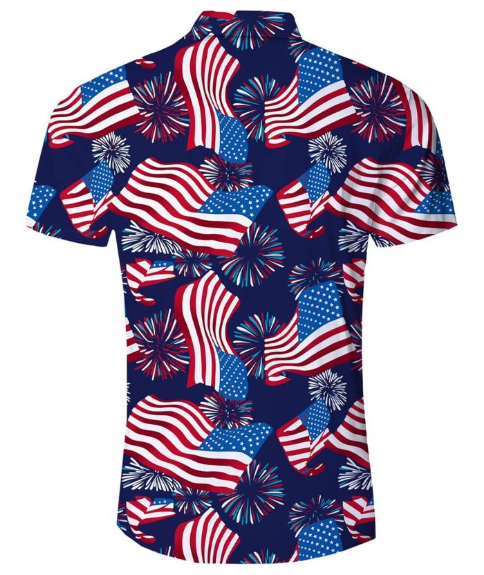 ZITY Men's American Flag Printed Summer Casual Polo Shirt-DUMPO06241