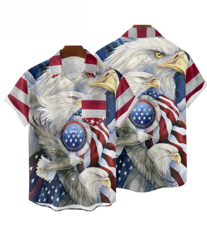 ZITY Men's American Flag 3D Digital Print Polo Shirt-DUMPO06242